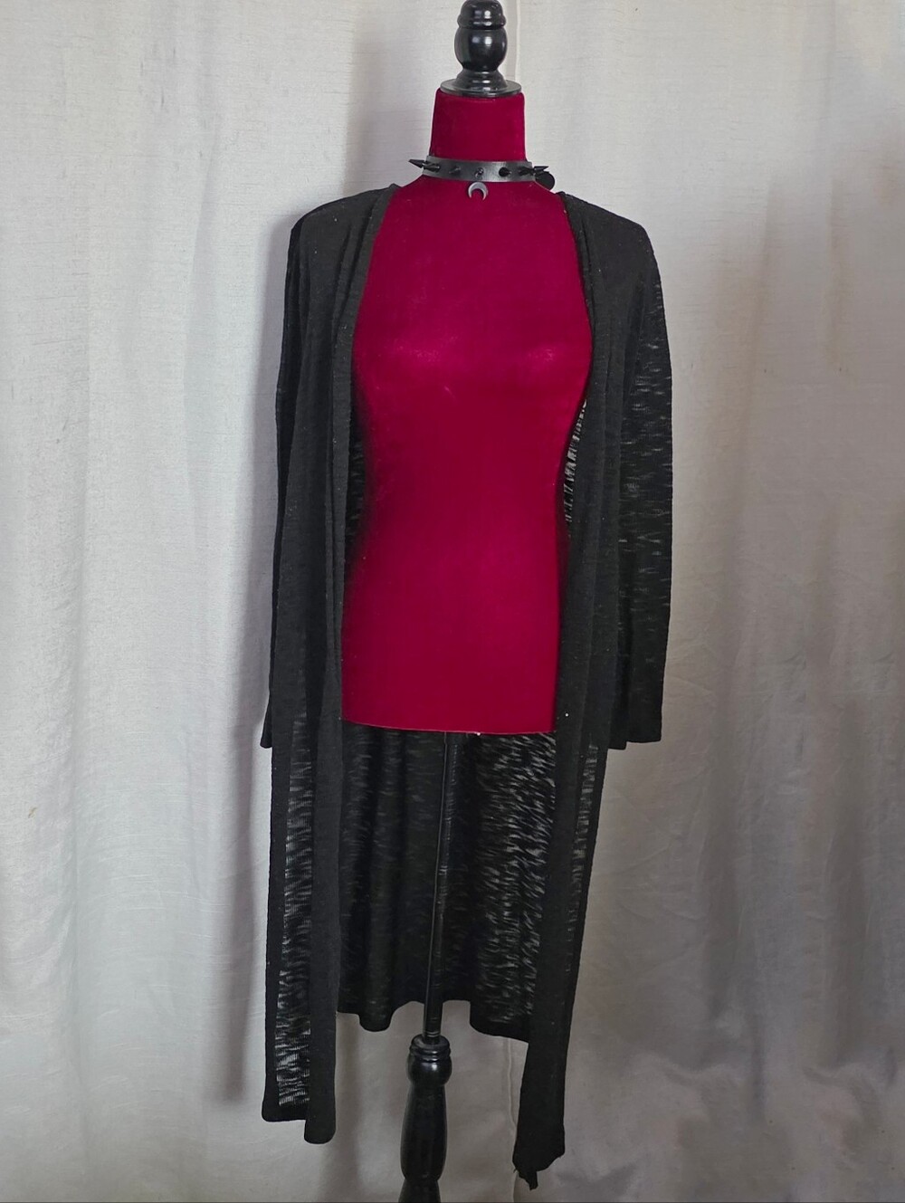 Black Open-Front Lightweight Long Cardigan - Women's Sweater